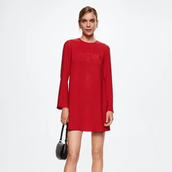 Mango | Dresses | Mango Red Satin Dress | Poshmark